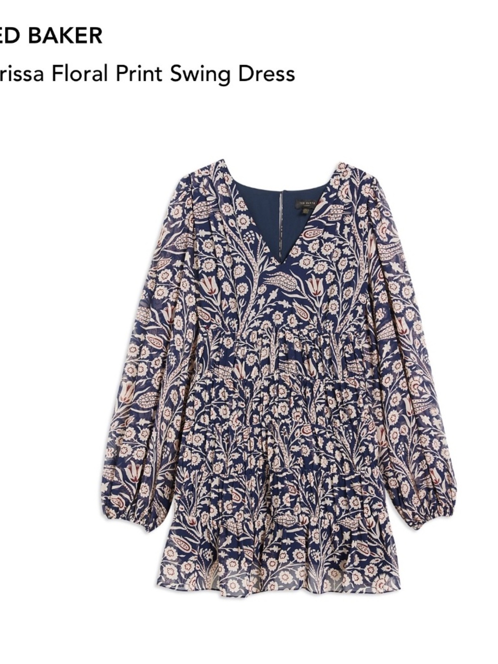 TED BAKER LONDON Tarissa Tiered Long Sleeve Mini Dress NEW Size :6-8 - Picture 3 of 3